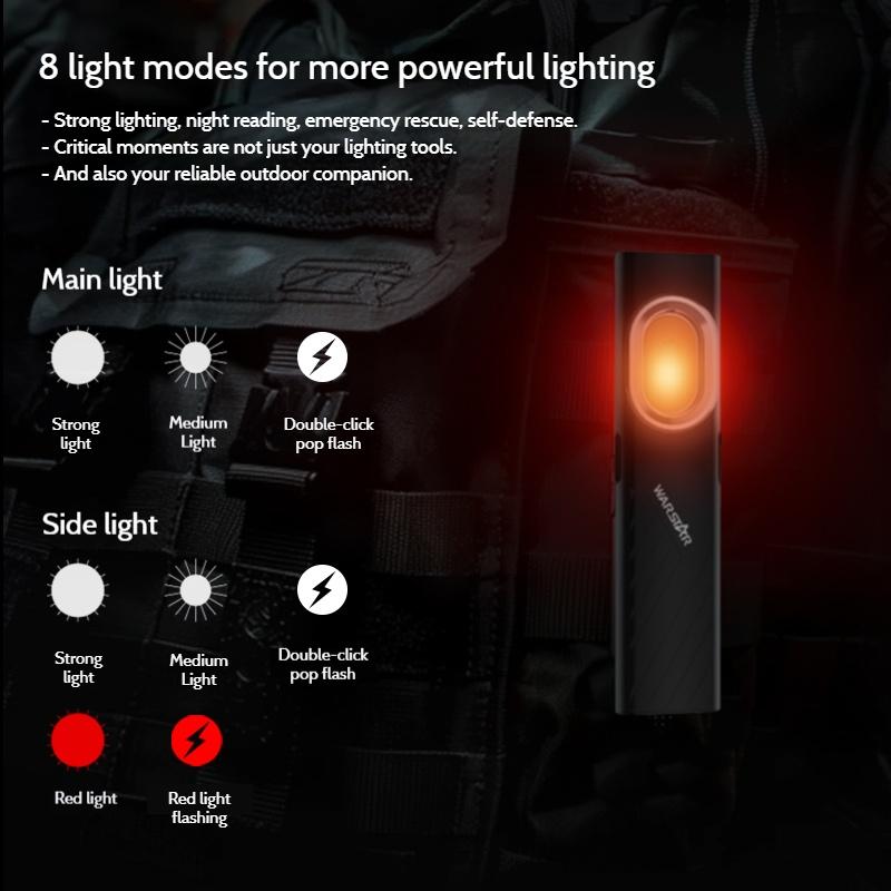 Dual Light Source Magnetic W T7 Ultra-Thin Flashlight | 600 Lumens Strong Light Portable Work Light | Back Clip with Magnetic Bottom