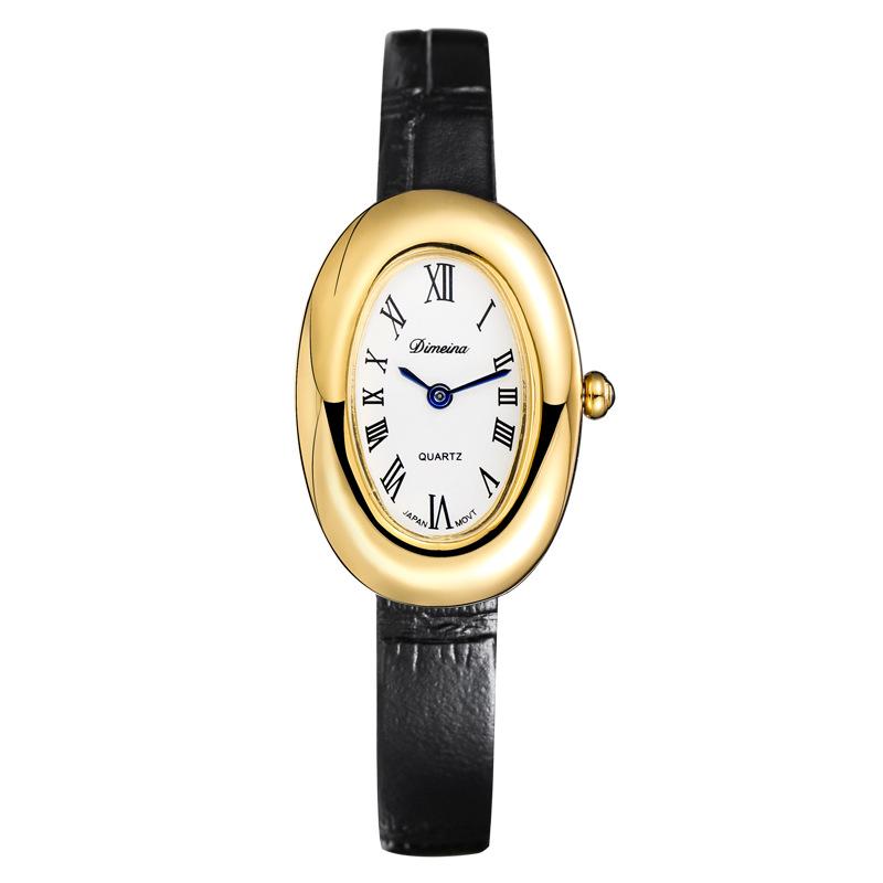 

Timina s new belt women s watch oval retro goose egg belt medieval waterproof quartz watch чёрный