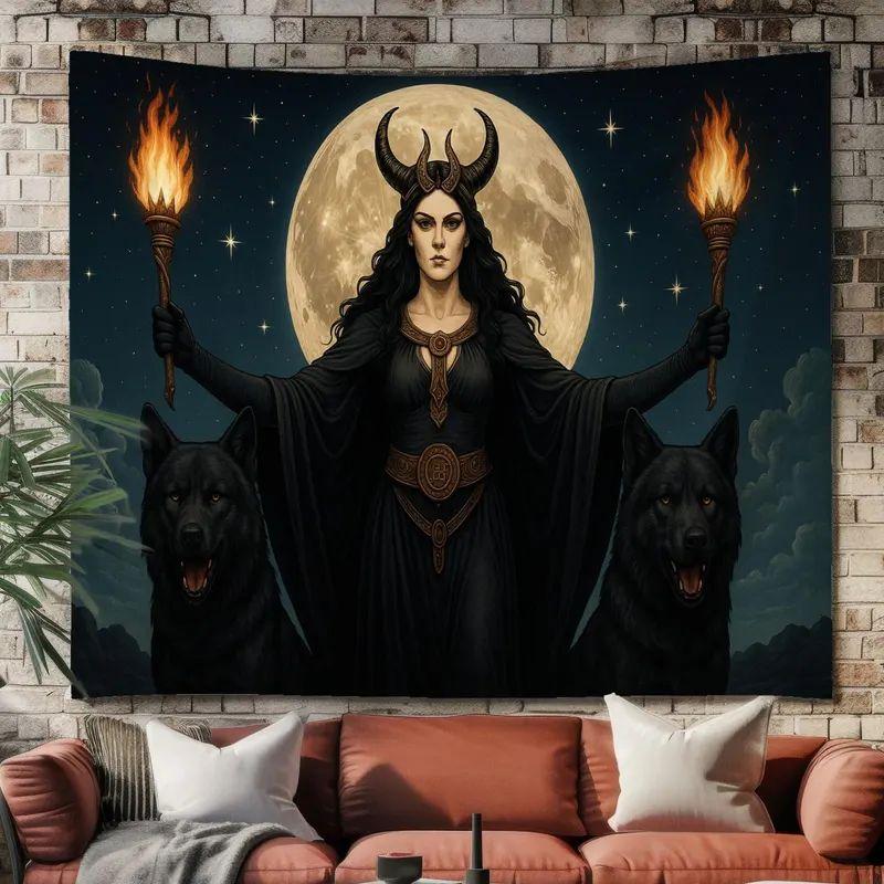 Tapestry of Hecate, the Greek Goddess of Witchcraft 75x100