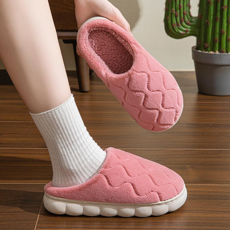 Fashion Winter Short Plush Warm Women's Cotton Slippers Indoor Home Casual Slides Autumn Non-slip Men Comfortable Slippers