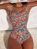 Sexy Floral Print Strap Slim Waist Backless Bikini Swimsuit For Summer Beach