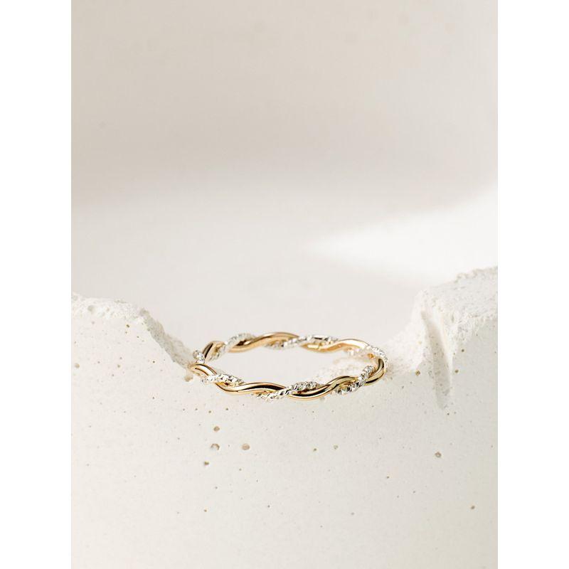 Accessible Luxury Sterling Silver Contrast Color Faceted Ring for Women Niche Style Gilded