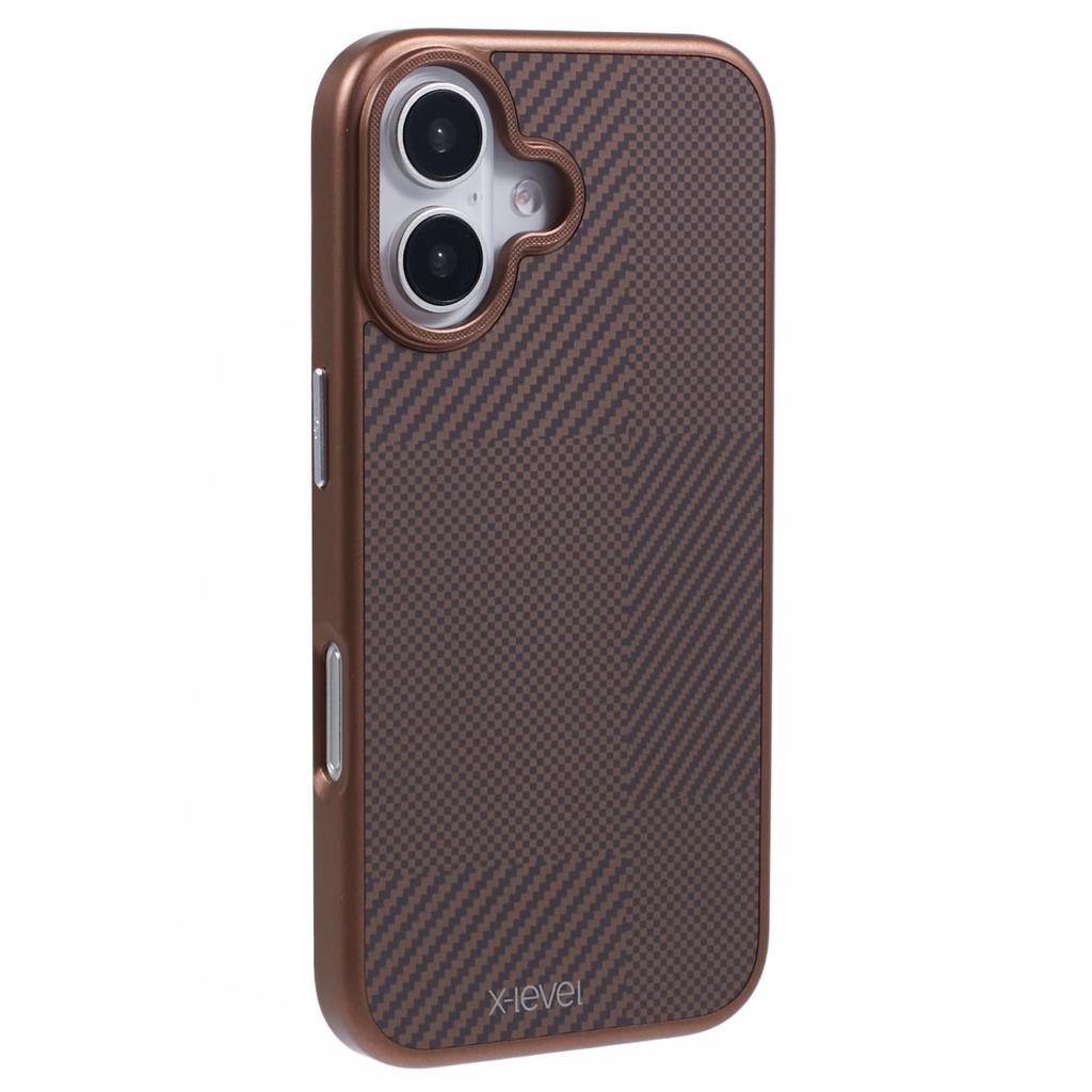 X-LEVEL For iPhone 16 Magnetic Case Hard PC Phone Cover Carbon Nano-Fiber Texture