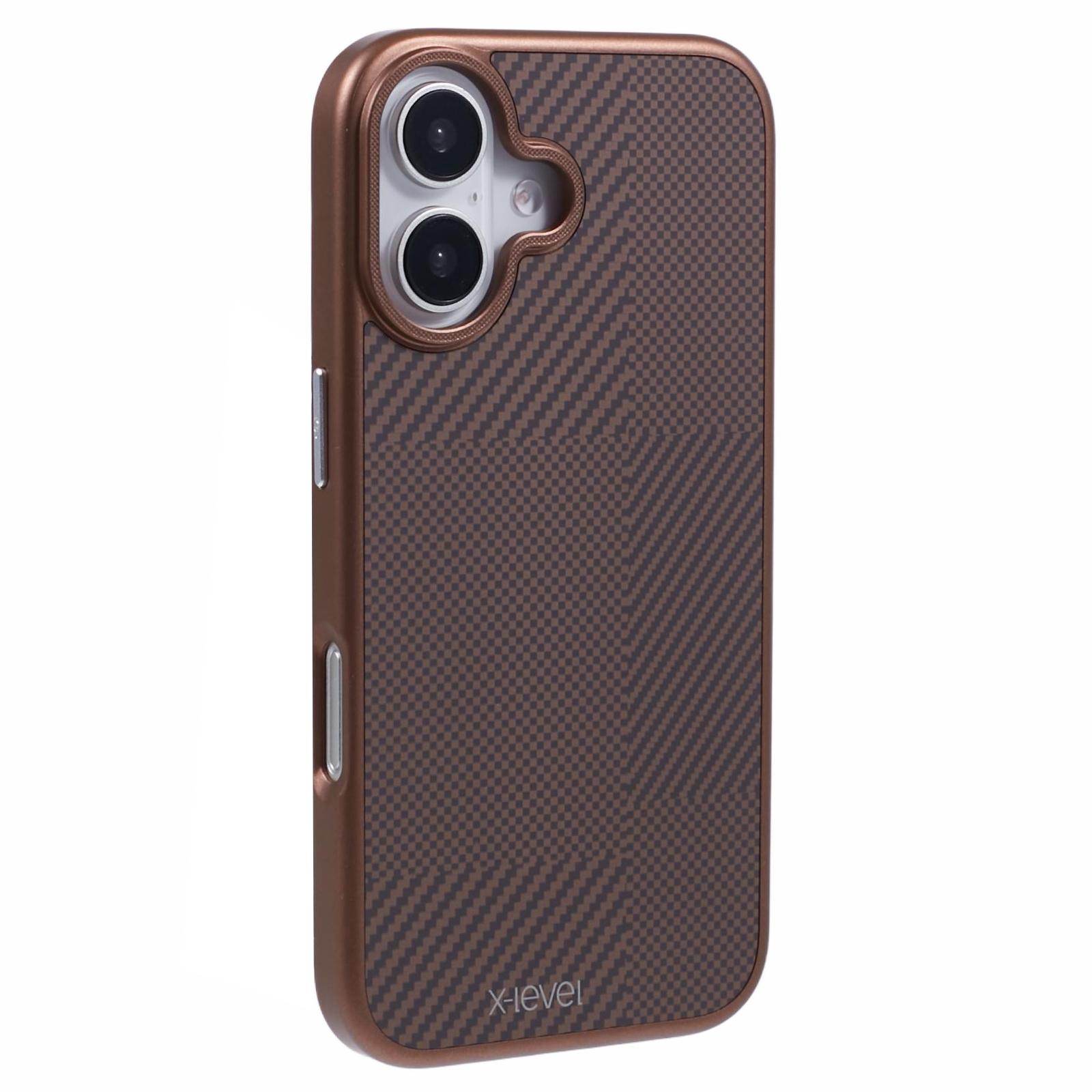 

X-LEVEL For iPhone 16 Magnetic Case Hard PC Phone Cover Carbon Nano-Fiber Texture A