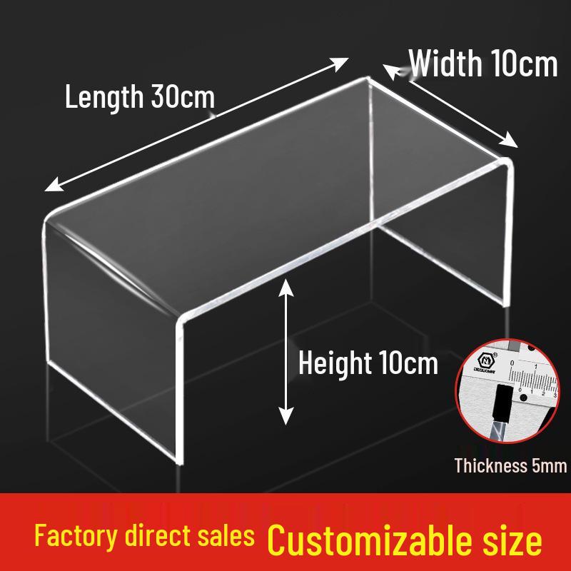 Acrylic U-Shaped Shelf Display Stand with Layered Dividers for Figures, Blind Boxes, Bags, and Cosmetics.