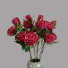 65cm 3 Heads Artificial Rose Flower Bouquet Realistic Silk Flowers Home Party Wedding Table Decor Autumn Floral Decoration