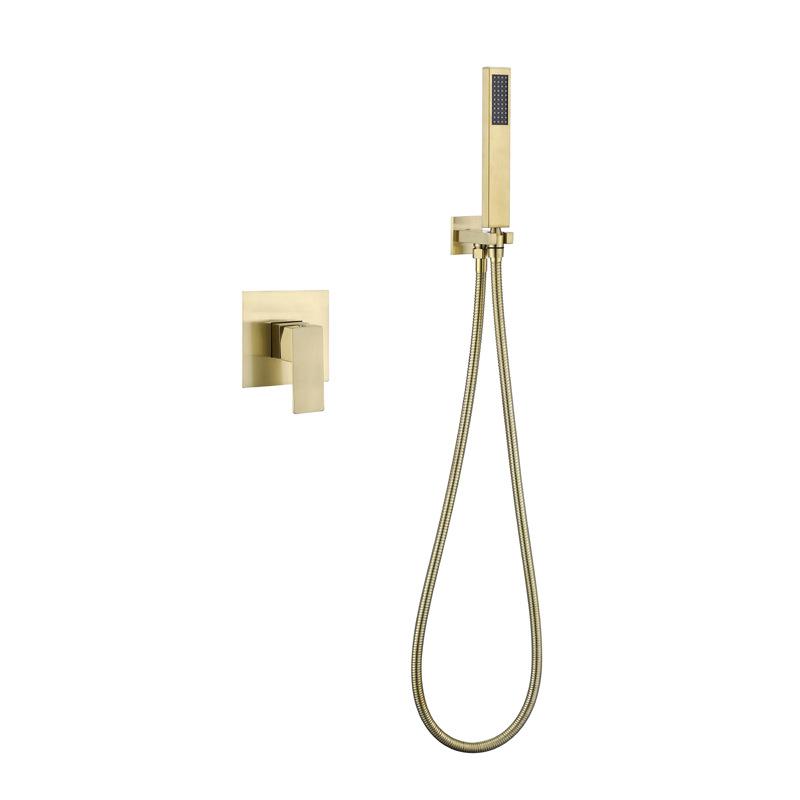 Chrome/Brushed Gold/Black 304 Stainless Steel Bathroom Handheld Shower Set Underdress Square Pressurized Shower Sprinkler Head