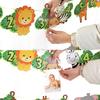 1. Geburtstag Foto Banner Baby Dschungel Safari Geburtstagsparty Löwe Tiger Tier Wimpelkette Papiergirlande Flaggen Dekoration Wild One