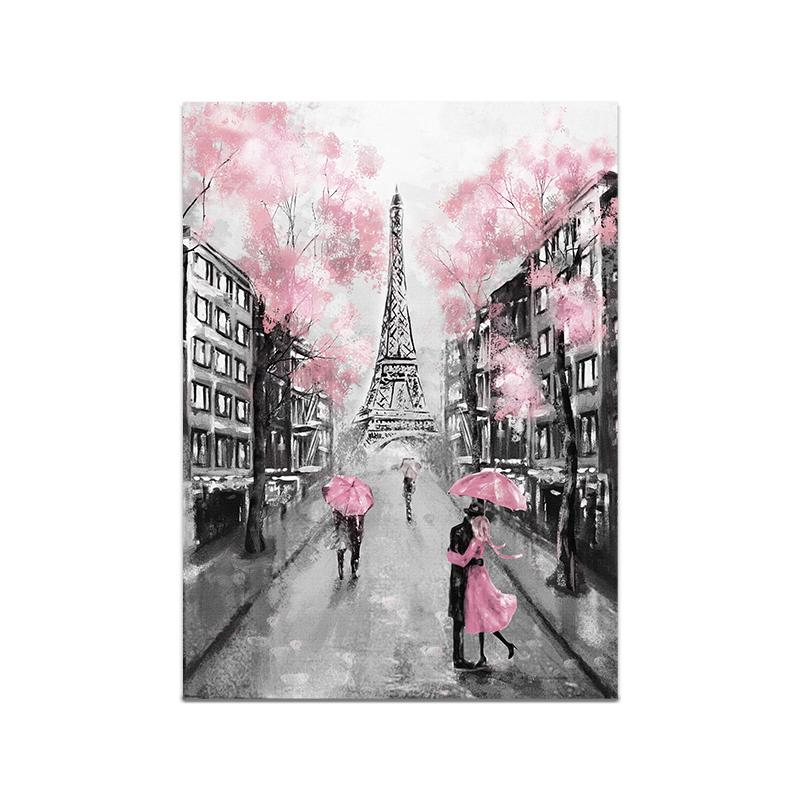 Modern Tower Building Red Buss Lover Canvas Painting Poster City Wall Art Print Decorative Picture Modern Living Room Home Decor Unframed