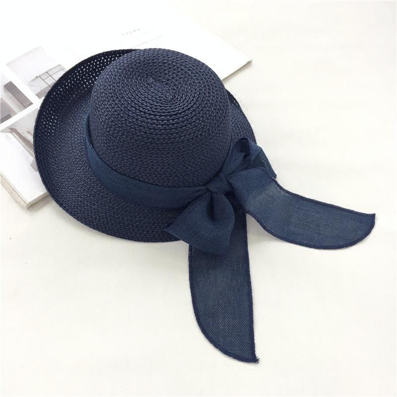Bow Straw Hat Beach Hat Women's Summer Seaside Casual Versatile Sun Hat Big Brim Vacation Cool Hat Summer