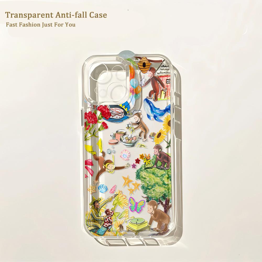 Tongue Sticking Monkey Phone Case For iPhone 17 16 16e 15 14 13 12 11 Mini Pro Max X XR XSMax 8 Air Plus Transparent Back Cover