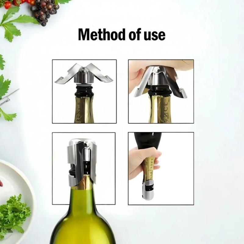 Wine Bottle Stopper Wine Beer Bottle Cork Plug Stainless Steel Champagne Sparkling Stopper Bar Tools 1PC Sealing Bottle Cap
