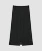 Deolil Wavy Linen Long Skirt_Black