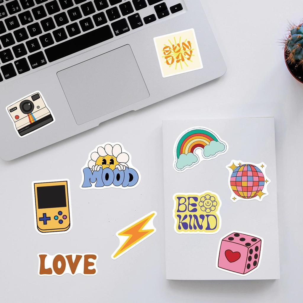 50 Retro Aesthetic Graffiti Waterproof Stickers for Laptops - Creative and Decorative