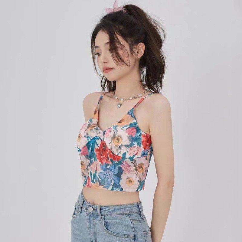 With Chest Pad Export New Yoga Vest Female Elastic Quick-Drying Printing Sports Indoor Fitness Dance Training Sling Tops