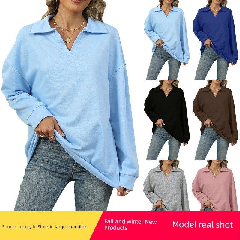 

2025 Однотонная Свободная Толстовка Куртка Топ с Длинным Рукавом Black M