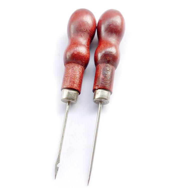 Gourd-Shaped Awl with Hook and Straight Awl, Wood Handle for Positioning and Shoe Drilling