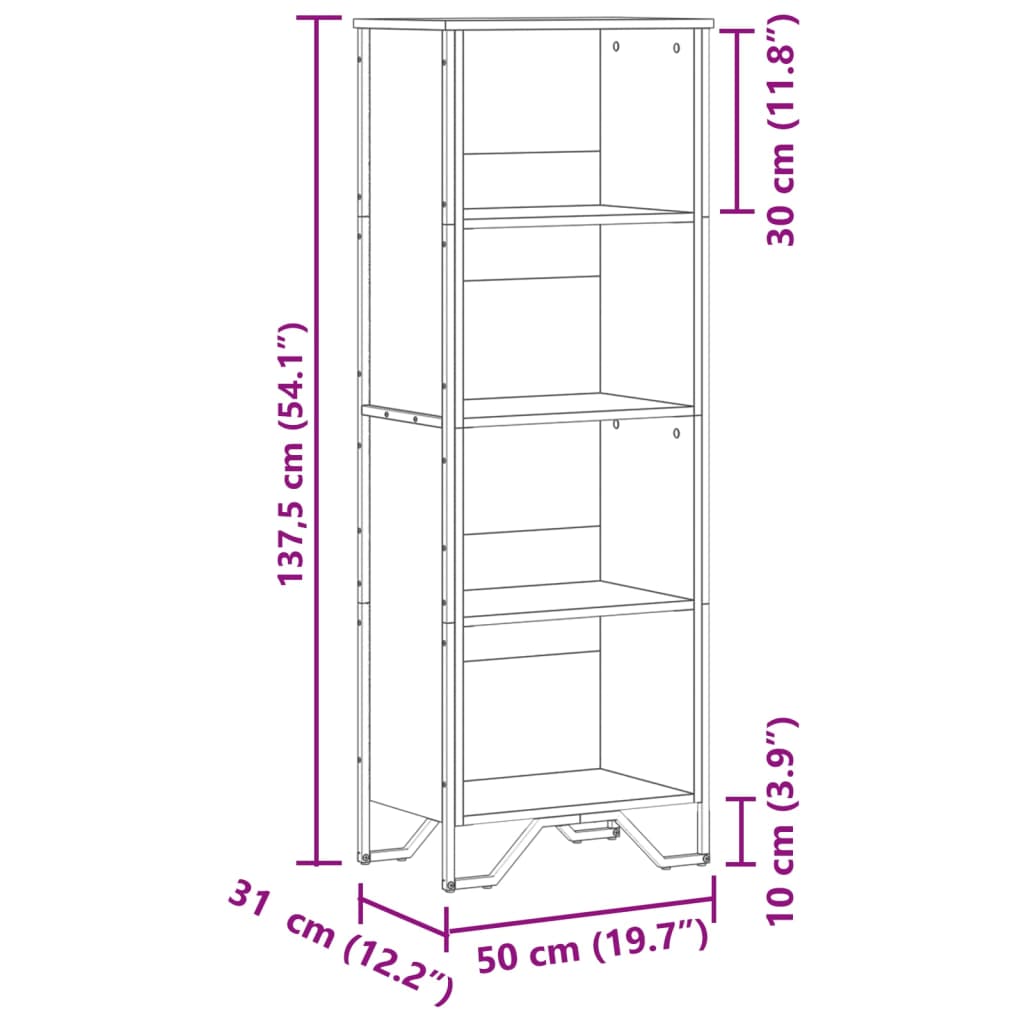 Bookshelf Smoked Oak 50 x 31 x 137.5 cm Engineered Wood