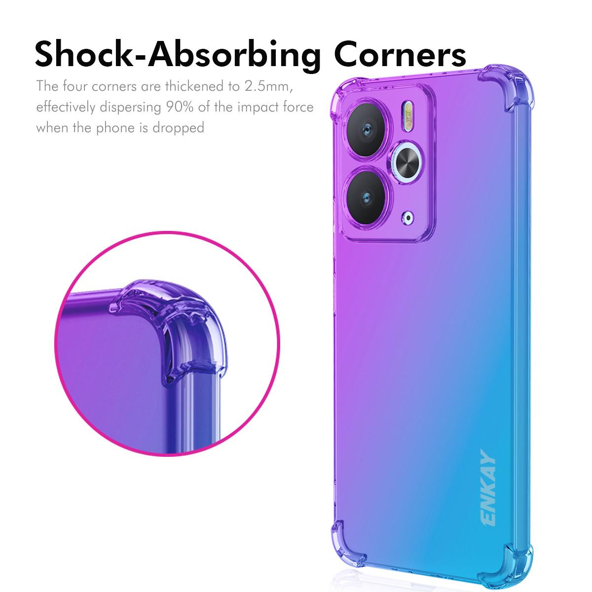 

For Realme 14 5G TPU Case ENKAY Thickened Four Corner Drop-proof Phone Back Cover Purple/Gold