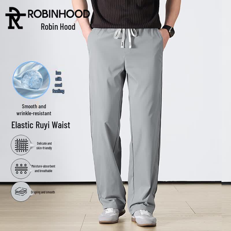 ROBINHOOD Men's Summer Ice Silk Breathable Casual Trousers