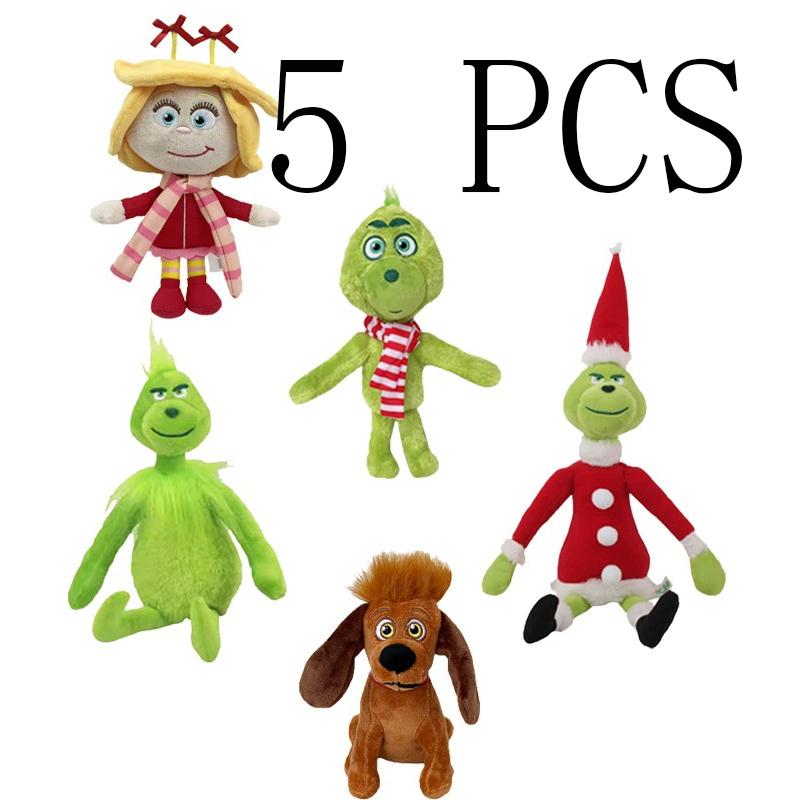 Green Christmas Plush Toy Soft Kawaii Stuffed Animal Doll Holiday Gift For Kids Boys Girls Party Favor Room Decor
