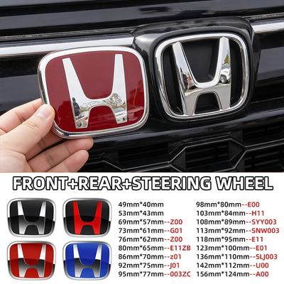 1pcs 3D H Custom Badge Decal for Civic VEZEL CRV City Accord Fit Odyssey Car Hood Front Grill Rear Trunk H Logo Sticker