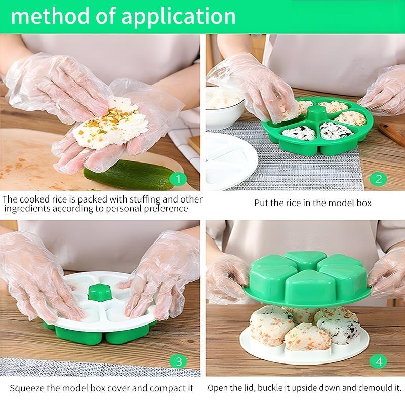 6 in 1 Onigiri Mold DIY Onigiri Rice Ball Food Press Triangular Sushi Maker Mold Sushi Kit Kitchen Tools Bento Box With Lid
