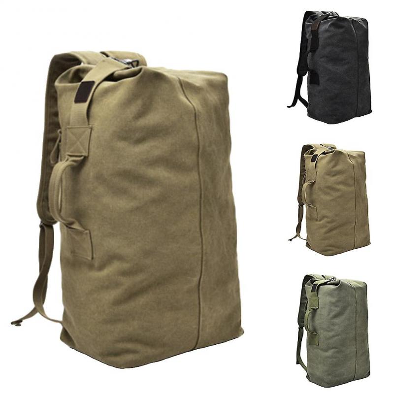 Portable Travel Men Solid Color Canvas Backpack Large Capacity Sport Rucksack