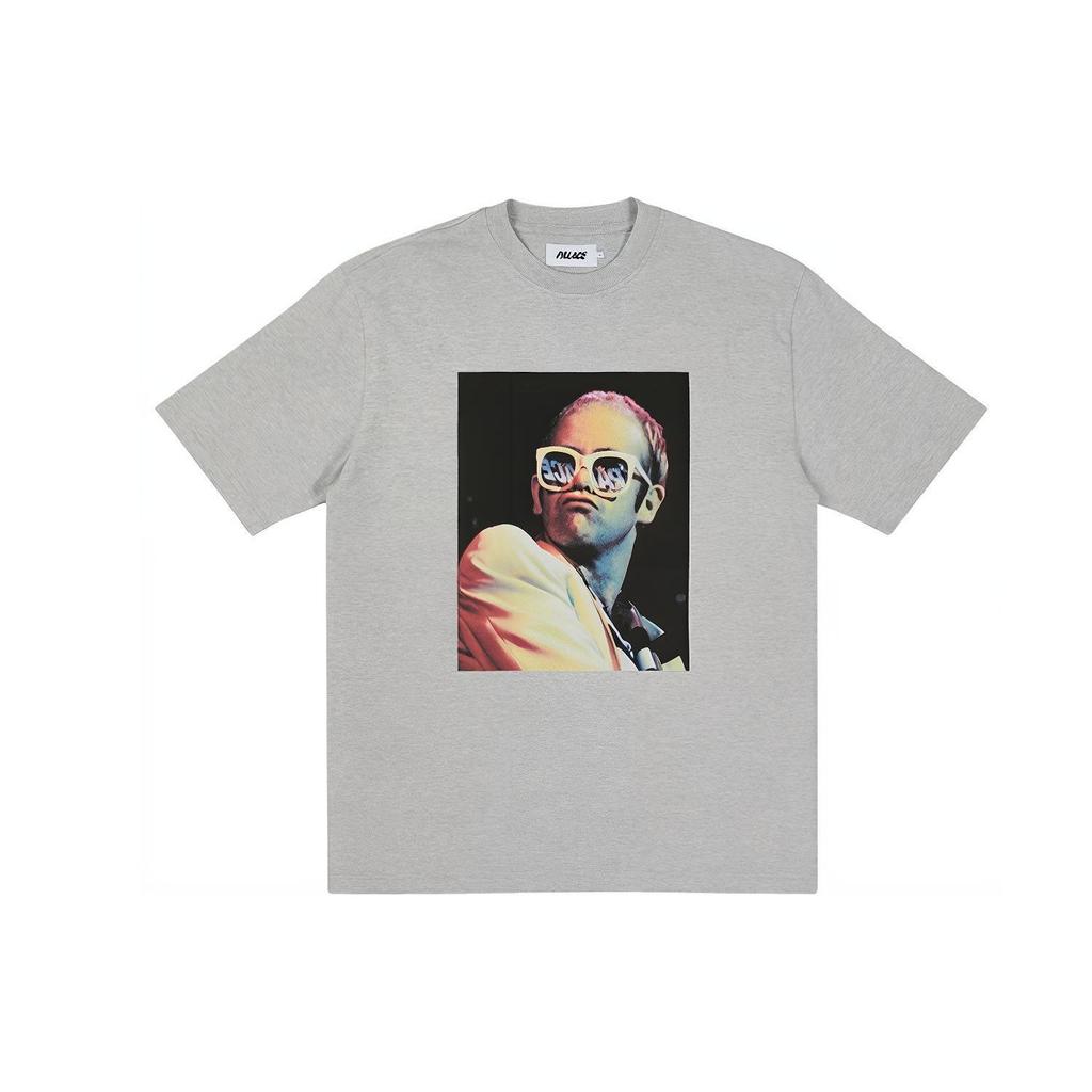 Palace Ss22 X Elton John Collaboration Character Print Crew Neck Short Sleeve T-Shirt Unisex T-Shirt Gray P21TS297