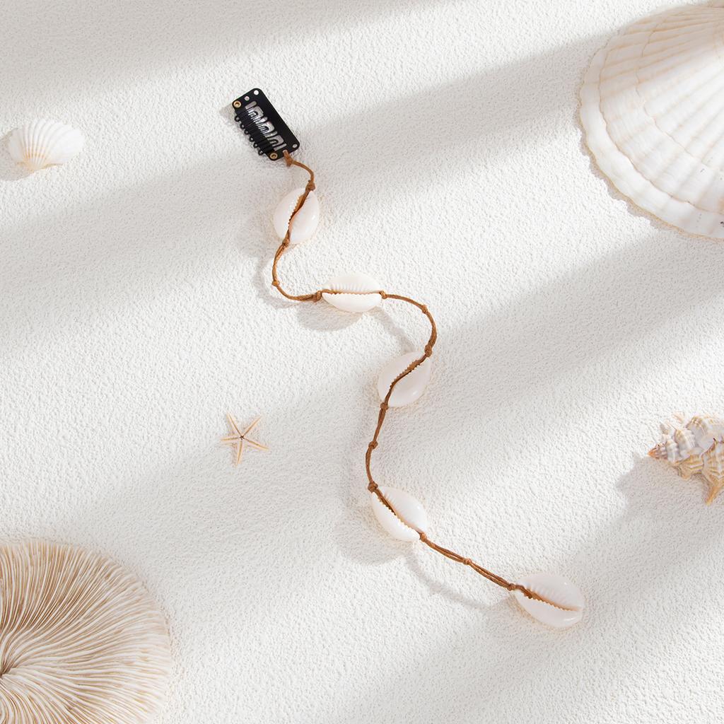 Beach Conch Starfish Scallop Tassel Hair Accessory for Women DIY Summer Beach Long Pendant Braided Wax Thread Hair Decoration Jewelry Charm Hair Clip