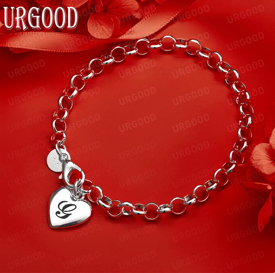 925 Sterling Silber Seitenkette mit Buchstaben Exquisites Armband Geschenk Schmuck