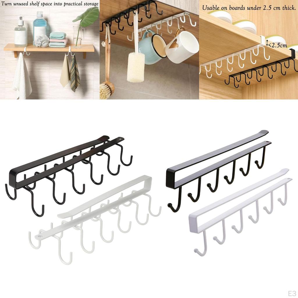 2 Coffee Cup Holders with Hooks, Hanging Rack, Iron under-Cabinet Organizer for Kitchen