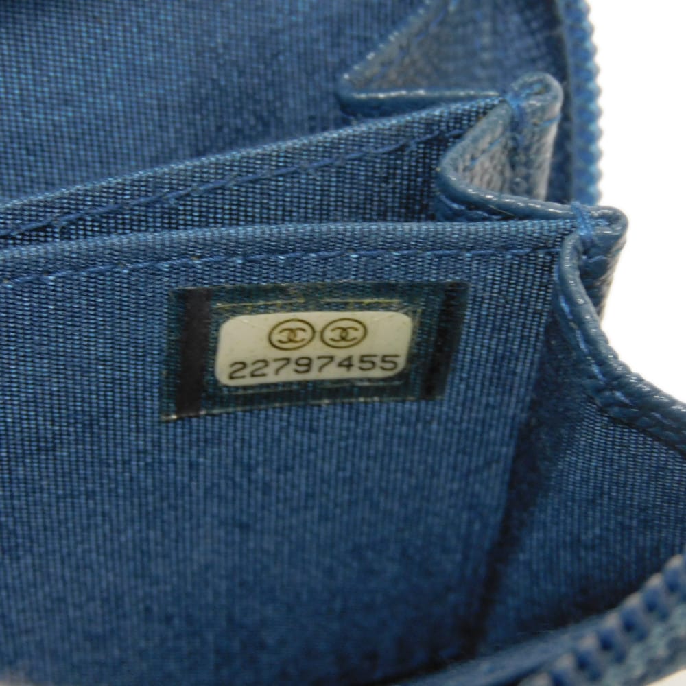 Used 10097 COCO Button Coin Purse A84061 7943 Excellent Condition CC Mark Zip Around 22nd Series COCO Mark Caviar Skin