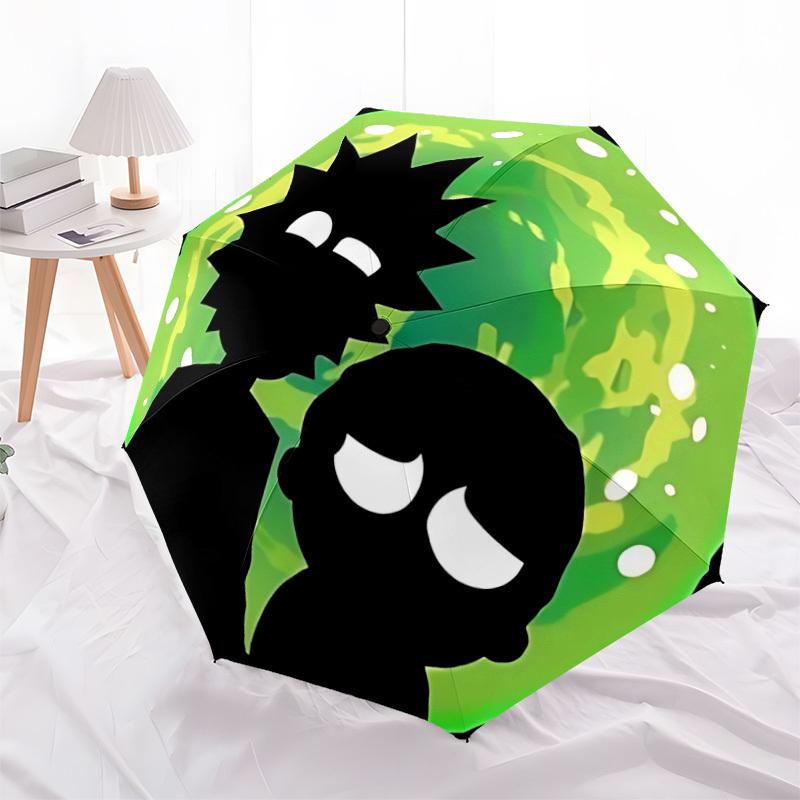 1pc Rick and Morty Automatic Opening/Closing Folding Umbrella with 8 Ribs, Portable Sunshade Umbrella Birthday and Holidays gifts yy250105146