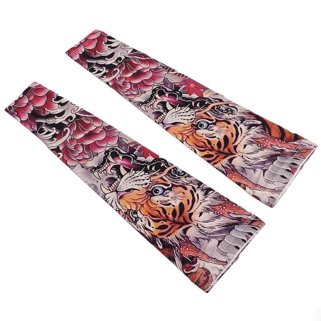 Tattoo Sleeves Seamless Dragon Printed Sun Protection Cover Up Arm Sleeve for Cycling Summer