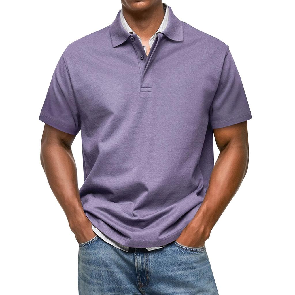 Men's Summer Solid Color Hidden Button Short Sleeve Loose Shirt Men's Casual Fashion Tops