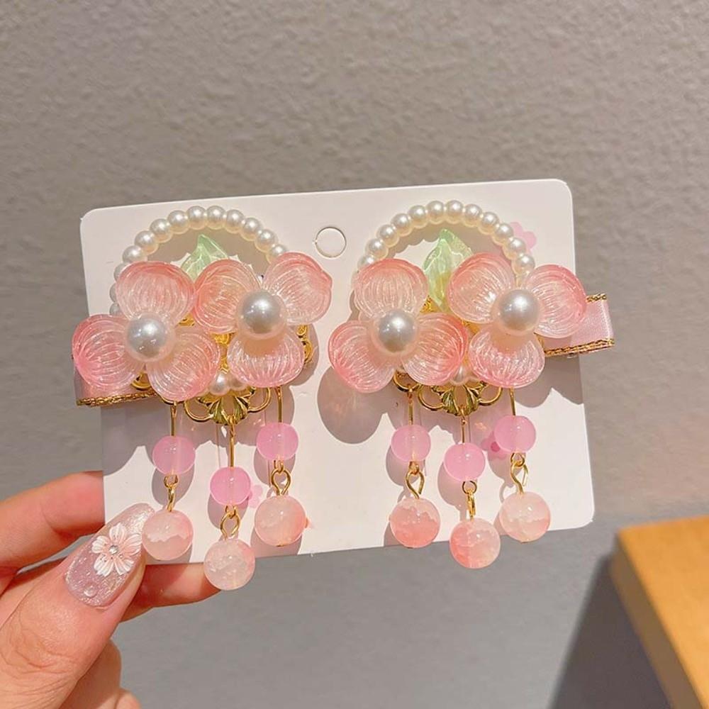Fairy Hairpin Vintage Hanfu Headwear Traditional Cute Flower Hairpins Floral Colorful Tassel Hair Clips Cosplay