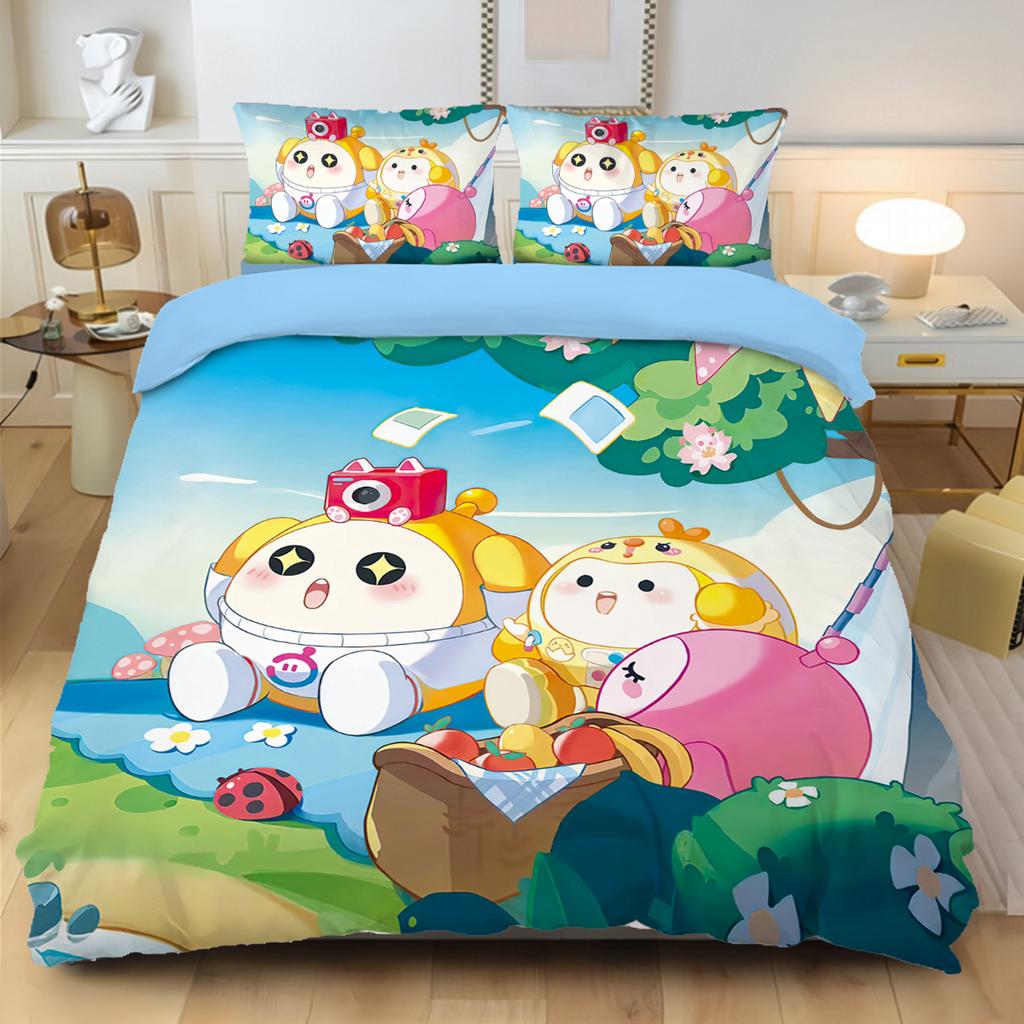 Games Eggy Party Bedding Set Cartoon Eggy 3D Printing Quilt CoverGame Themed Children's Room Decoration Kit Single Twin Full