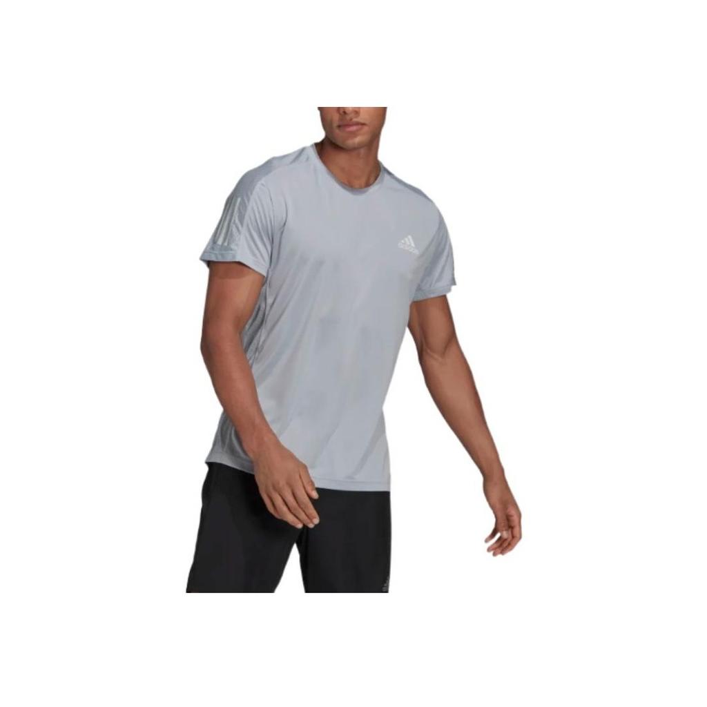 Adidas Solid Color Breathable Sports Round Neck Short Sleeve T-Shirt Men Tops Light-Gray GJ9969