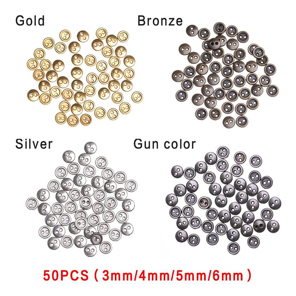 3/4/5/6Mm 50Pcs/Lot Mini Metal Buttons For Diy Doll Clothes Mini Round Buckles Handmade Craft Doll Clothing Sewing Accessories