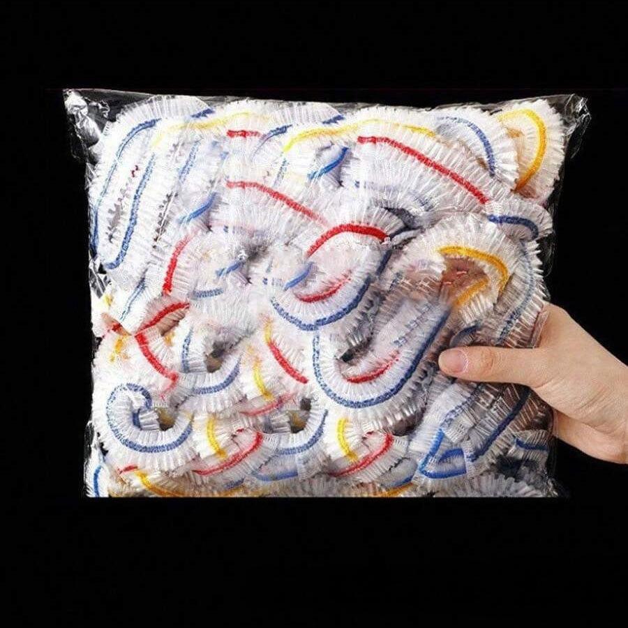 100pcs disposable colored cling film, kitchen food grade elastic mouth cling cover