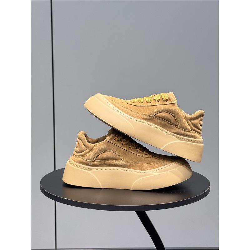 Board shoes new autumn leather casual shoes trendy and light platform shoes lace-up low-top shoes ms