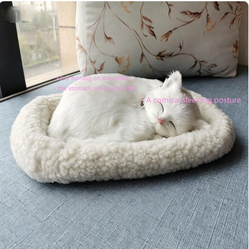 Breathing Simulation Cat Figurine, Realistic Animal Ornament for Home Tabletop Decoration