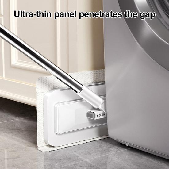 Lazy Mop Stainless Steel Ergonomic Handle Floor Scrubber Mop with 2 Absorbent Velvet Clothes