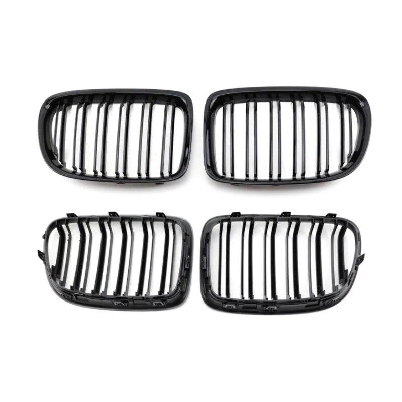 New Look Car Grille Grill Front Kidney Glossy 2 Line Double Slat For BMW X1 E84 2010-2015 Car Accessories
