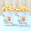 10 Stück Blaue Bären Popcornbox Glückliche 1. Geburtstagsparty Dekoration Kindergeschenke Geschenk Snackbox Kleiner Bär Thema Babyparty Zubehör