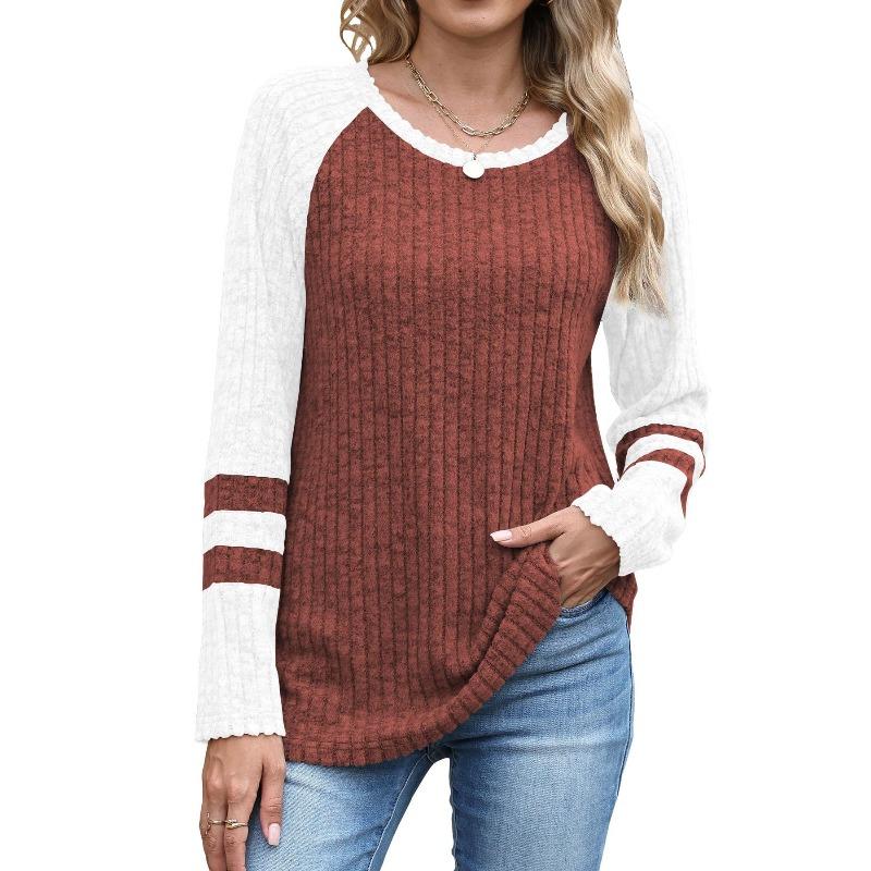 IHUASU Women's Fashion Casual O-Neck Long Sleeve Blouses & Shirts