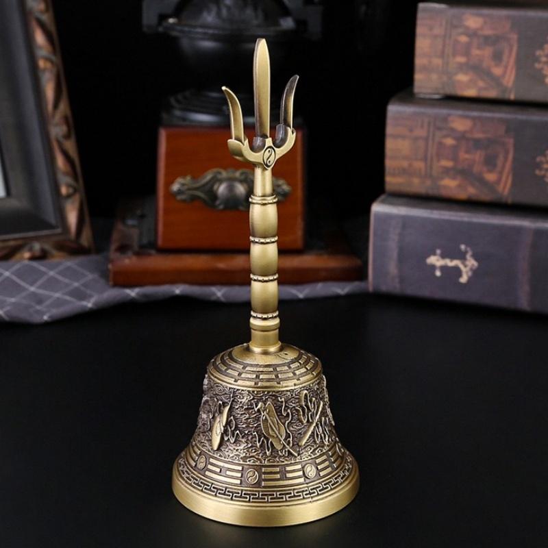Bronze Hand Bell Tibetan Style Diamond Pestle Method Copper Bell Engraved Sanskrit Ornaments Nepalese Crafted Handbell
