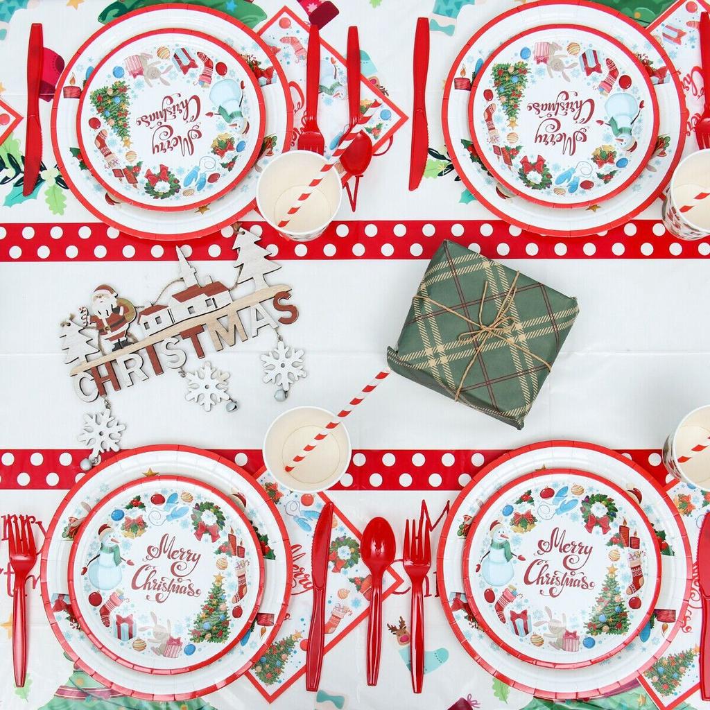 Festive Merry Christmas Santa Claus Themed Party Supplies Set
