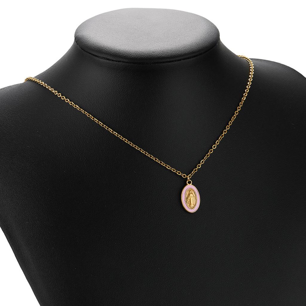 1 Piece 304 Stainless Steel Charms Gold Plated Oval Jesus Enamel Pendants For DIY Necklace Jewelry Making 10mm x 18mm
